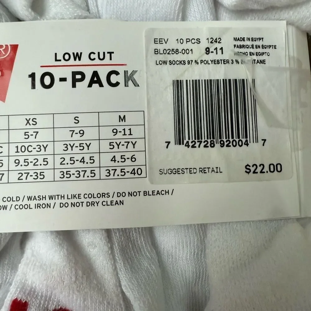 Levi's Kids boys low Cut 20 pairs Socks size M shoe size 5-7Y NWT